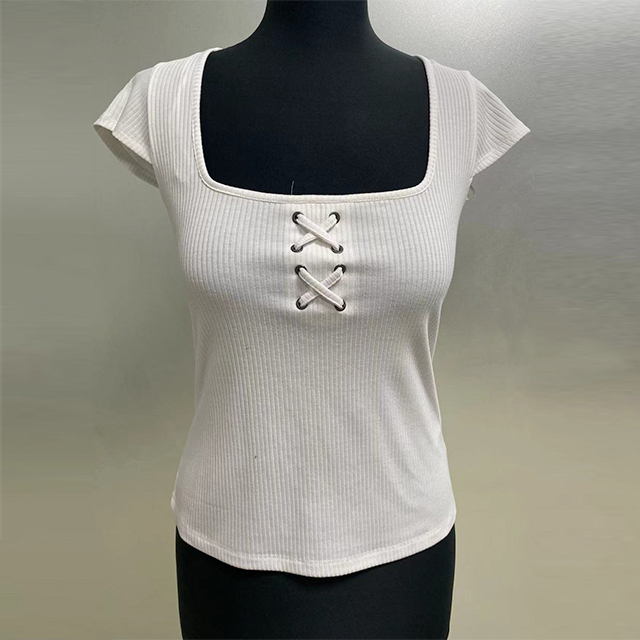 Top de camiseta de mujer de yoga con cuello cuadrado